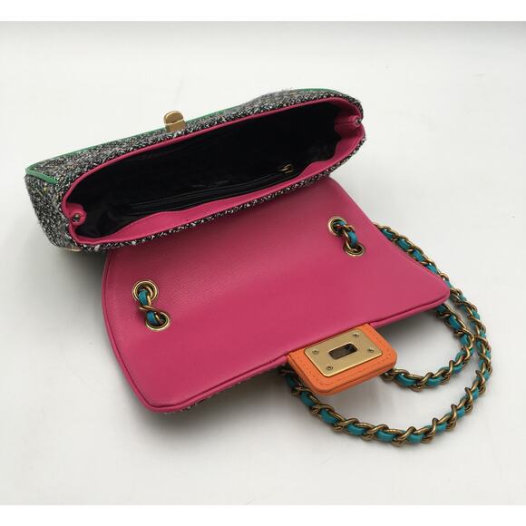 Karl Lagerfeld Colorful Agyness Tweed Shoulder Bag Logo - Picture 8 of 8